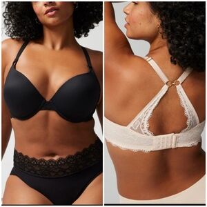 NWOT Soma‎ Embraceable Push-Up Plunge Black Bra With Lace Size 42C